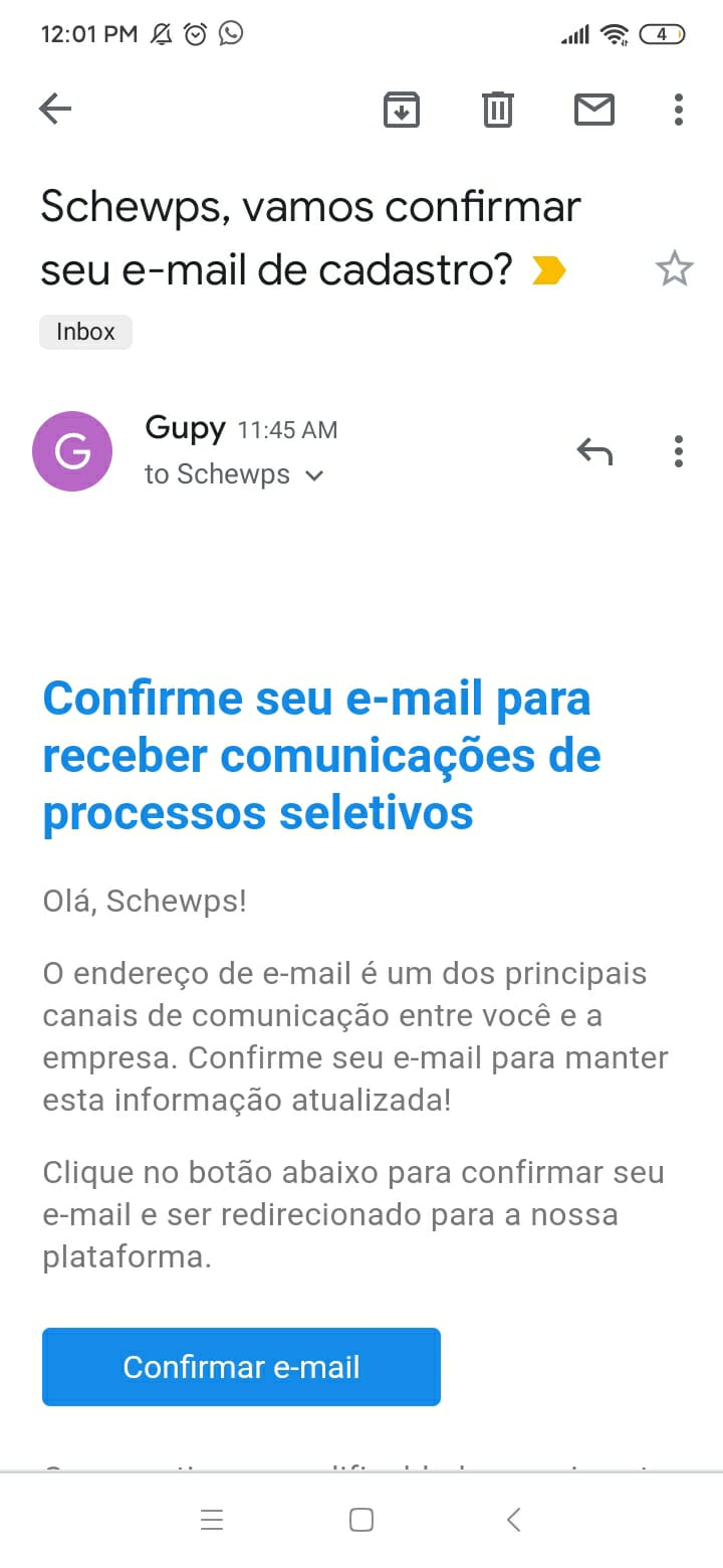 Problemas com o endereço de e-mail – Gupy - Central de Ajuda